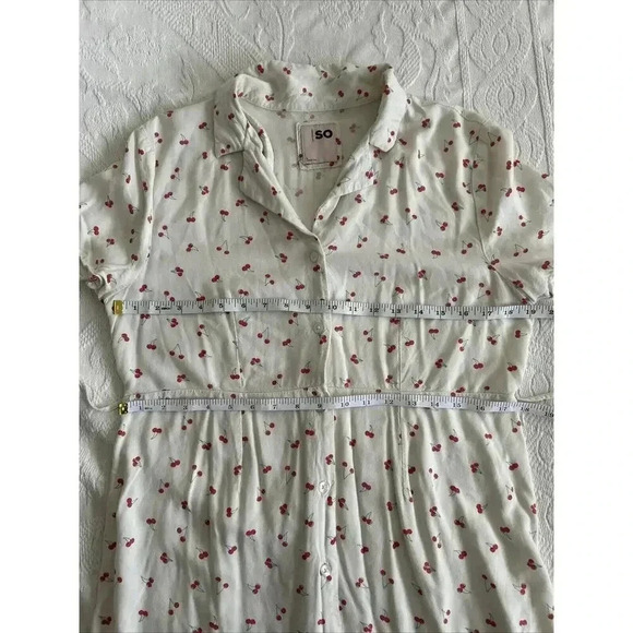 SO Retro Pinup Rockabilly Y2K Cherry Dress Button Down Tie Back Size Large - Picture 10 of 13
